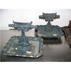 Pair of green cast iron boot scrapers- 10" tall (100)