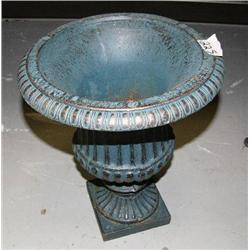 1 cast iron green round flower pot- 14" H, 11-3/4" diameter (100)