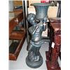 Image 1 : Large green young child holding a flower vase cast iron- 52" tall (100)