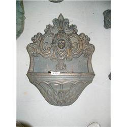 Cast iron wall water fountain with female face- 27" H, 20-1/2" W (100)