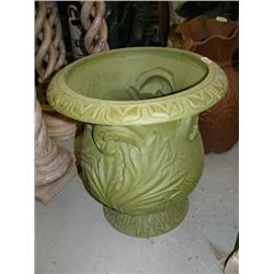 Green leaf designed pot cast iron- 21-1/2" H, 20" diameter (100)