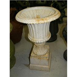 White cast iron pot- 26-1/2" H, 15" diameter (100)