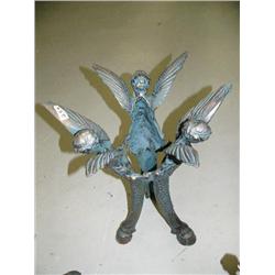 Female bust with wings flower pot holder cast iron- 25-1/4" tall (100)