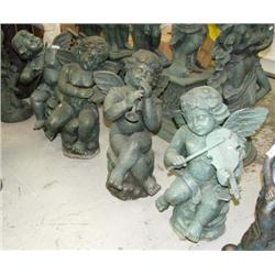 Lot of 4 cherubs playing various instruments cast iron- 3ach approx. 28" tall (100)