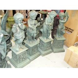 Lot of 4 children cast iron figures playing various instruments- each approx. 45" tall (100)