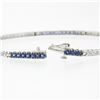 Image 4 : 18K Blackened White Gold 7" 1.44 ctw Round Sapphire & Diamond Line Tennis Bracel
