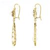 Image 4 : Vintage 14K Yellow Gold Pearl Scalloped Open Elongated Tear Drop Dangle Earrings