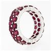 Image 7 : 14K White Gold Round Brilliant Red Stone Dual Row Eternity Wide Band Ring Sz 6