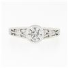 Image 4 : Parade 18k White Gold Bezel Set .87 ctw Diamond Solitaire Milgrain Open Work Rin
