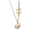 Image 4 : Chanel White Gold Resin Crystal CC Heart Pendant Nacklace