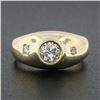 Image 2 : Men's Vintage 14K Gold 0.62 ctw 3 Stone Diamond Domed Polished Wedding Band Ring