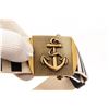 Image 6 : Gucci Mens Navy / White Fabric Brass Anchor Buckle Striped Belt