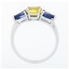 Image 6 : 14k White Gold 2.25 ctw Oval Yellow & Pear Cut Blue Sapphire Three 3 Stone Ring
