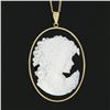 Image 6 : Vintage 14k Yellow Gold Black Onyx Carved Mother Of Pearl Cameo Pendant Necklace