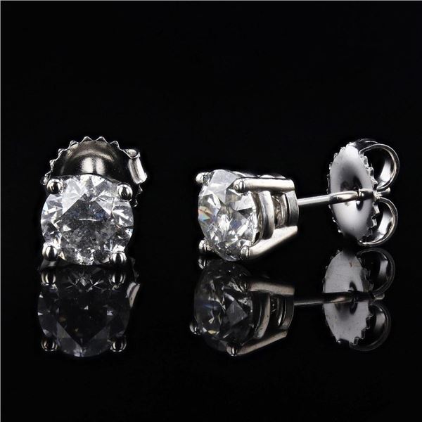 2.03 ctw Diamond 18K White Gold Earrings