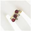 Image 3 : Antique Victorian 14k Yellow Gold 2.15 ctw Old Cut Garnet & Diamond Milgrain Rin