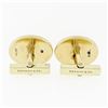 Image 3 : Vintage Tiffany & Co. 14k Gold Old Round Blue Sapphire Oval Florentine Cufflinks