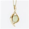 Image 2 : Estate 14k Gold Oval Cabochon Bezel Australian Opal Solitaire Pendant Necklace