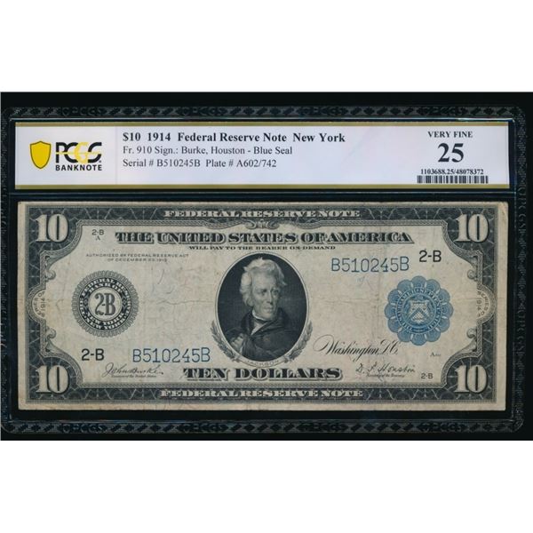 1914 $10 New York FRN PCGS 25