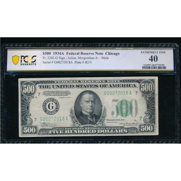 1934A $500 Chicago FRN PCGS 40
