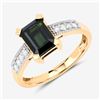 Image 1 : 14KT Yellow Gold 1.91ctw Green Tourmaline and White Diamond Ring