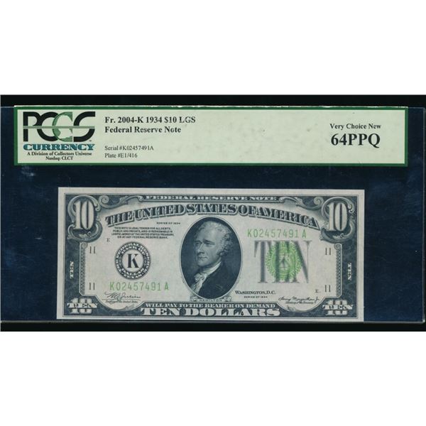1934 $10 Dallas FRN PCGS 64PPQ