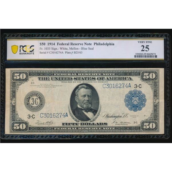 1914 $50 Philadelphia FRN PCGS 25