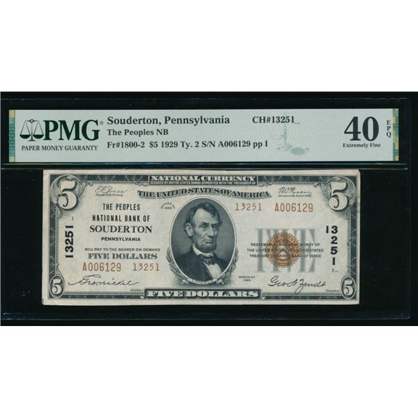 1929 $5 Souderton PA National PMG 40EPQ