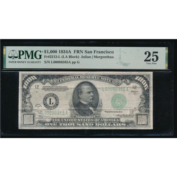 1934A $1000 San Francisco FRN PMG 25