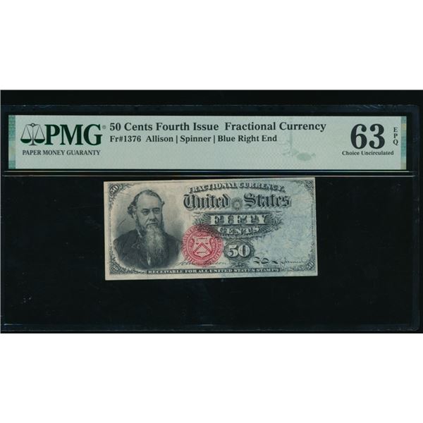 50 Cent Fourth Issue Fractional PMG 63EPQ