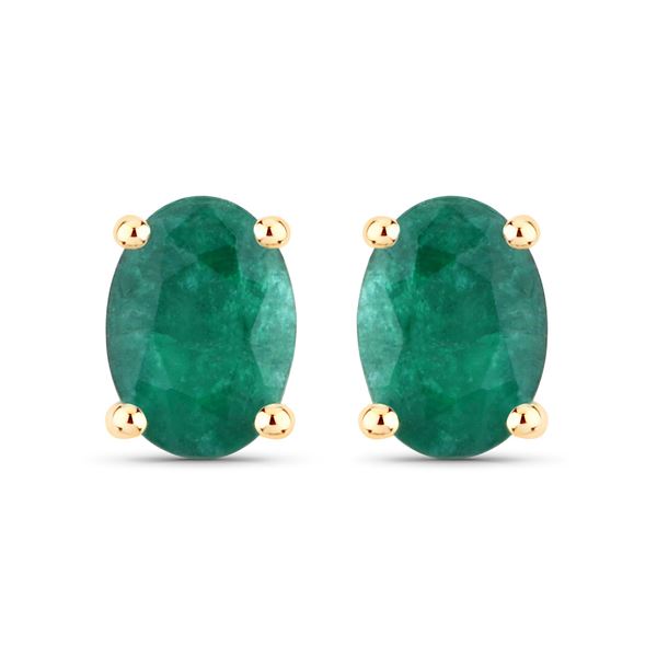 14KT Yellow Gold 1.56ctw Zambian Emerald Earrings