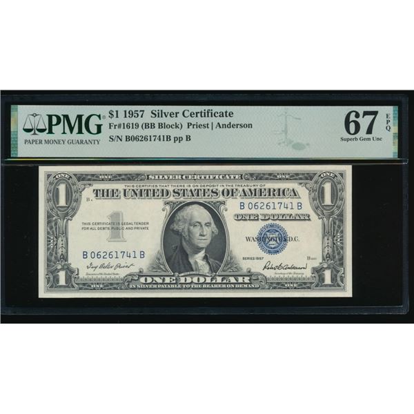 1957 $1 Silver Certificate PMG 67EPQ
