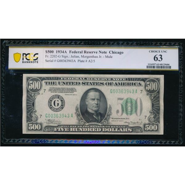 1934A $500 Chicago FRN PCGS 63