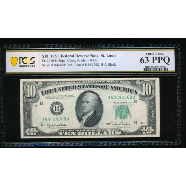 1950 $10 St Louis FRN PCGS 63PPQ