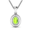 Image 3 : 14KT White Gold 1.05ct Peridot and Diamond Pendant with Chain