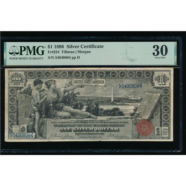 1896 $1 Educational Silver Certificate PMG 30