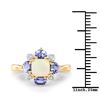 Image 4 : 10KT Yellow Gold 1.20ctw Ethiopian Opal Tanzanite and White Diamond Ring