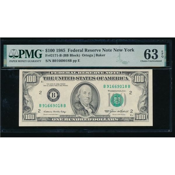 1985 $100 New York FRN PMG 63EPQ