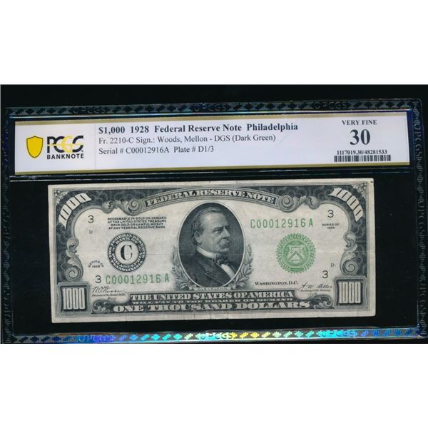 1928 $1000 Philadelphia FRN PCGS 30