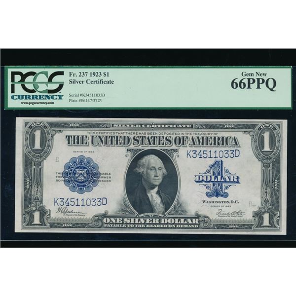 1923 $1 Silver Certificate PCGS 66PPQ