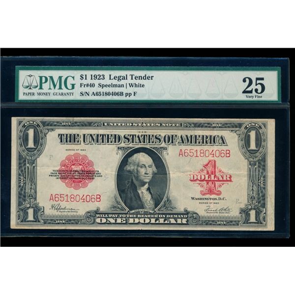 1923 $1 Legal Tender Note PMG 25