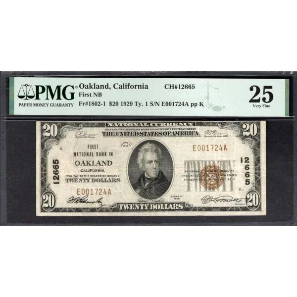 1929 $20 Oakland CA National PMG 25
