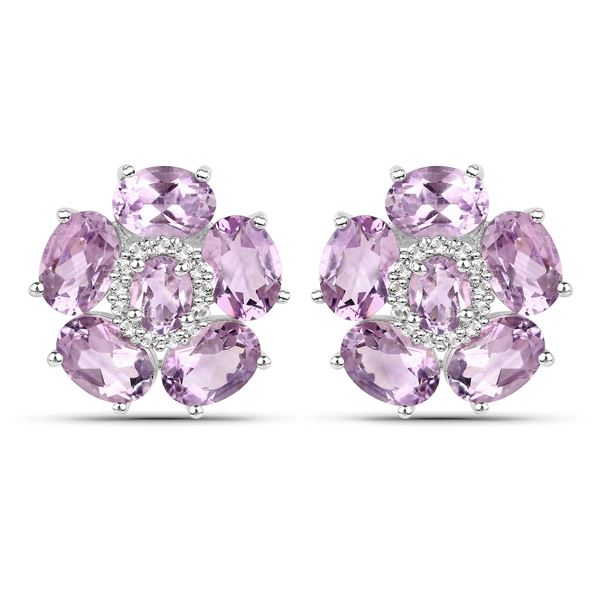Plated 18KT White Gold 7.48ctw Pink Amethyst and Topaz Earrings