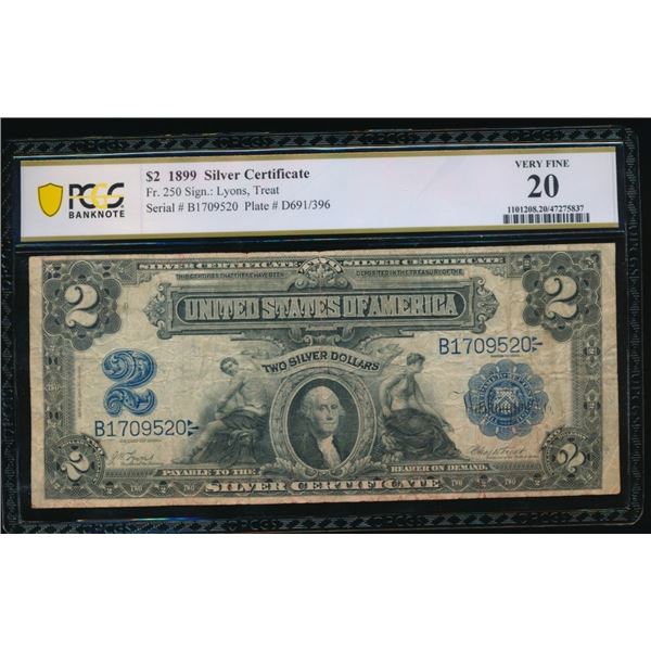 1899 $2 Mini Porthole Silver Certificate PCGS 20