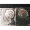 Image 2 : Two; One troy ounce 1993 .9999% pure silver Canadian Maple Leaf bullion coins, sealed