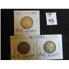 Image 1 : Three; Canadian 80% silver 25 cent pieces, 1942, 1943 and 1944.  circulated condition,