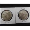 Image 2 : Two; Canadian 1940 and 1941 Canadian 50 cent pieces, 80% silver, circulated, ungraded.