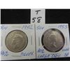 Image 1 : Two; Canadian 1952 and 1953 (large date SF) Canadian 50 cent pieces, 80% silver, circulated,