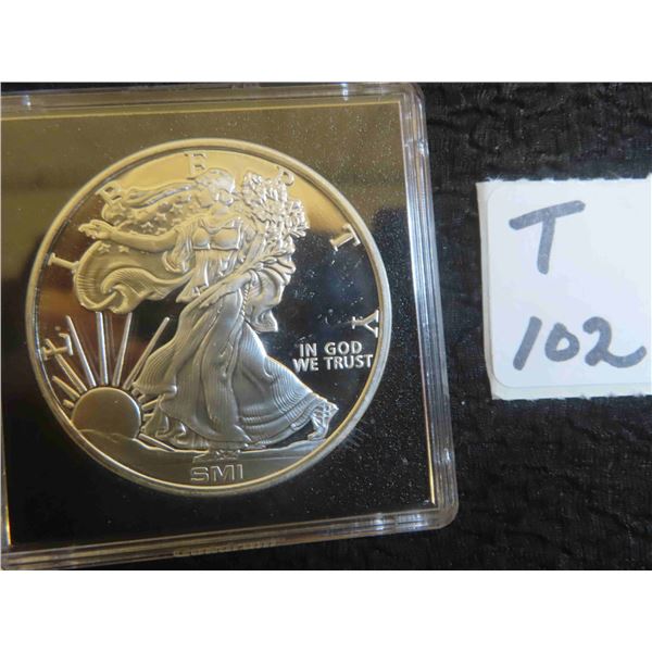 One SMI American Walking Liberty 999 one troy ounce silver round, sealed in case, uncirculated