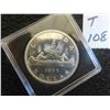 Image 1 : One 1965 Canadian 80% Silver dollar, sealed in its own case; VERY HIGH Grade, BU-PL-MS, 